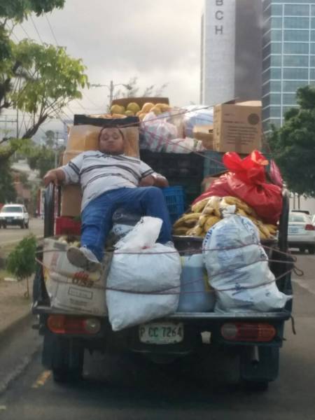 dormir sur un camion de bananes